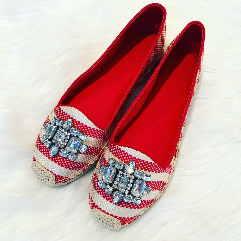 NWT Red Striped Espadrilles